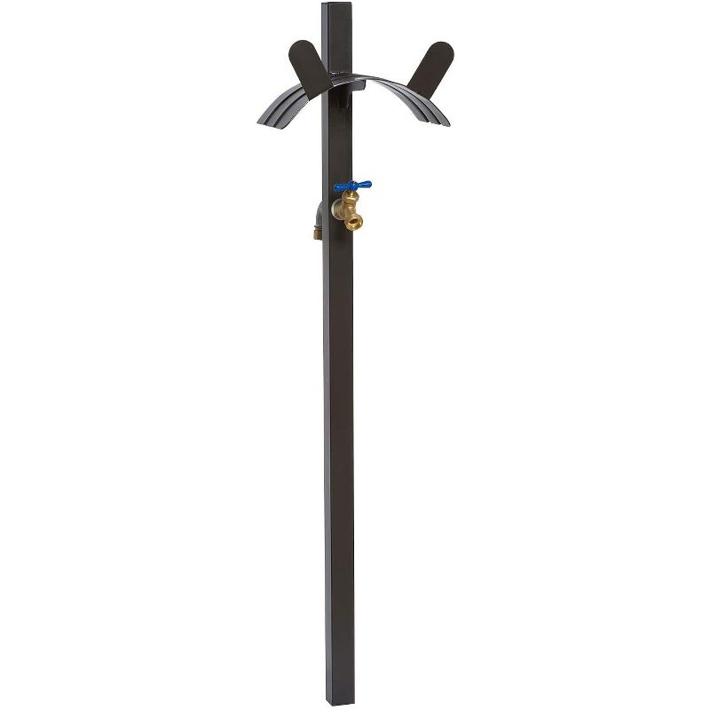 Liberty Garden LBG-693-T Steel Freestanding Industrial Garden Water Hose Stand with Brass Bib Holds up to 150' of 5/8" Hose, Bronze
