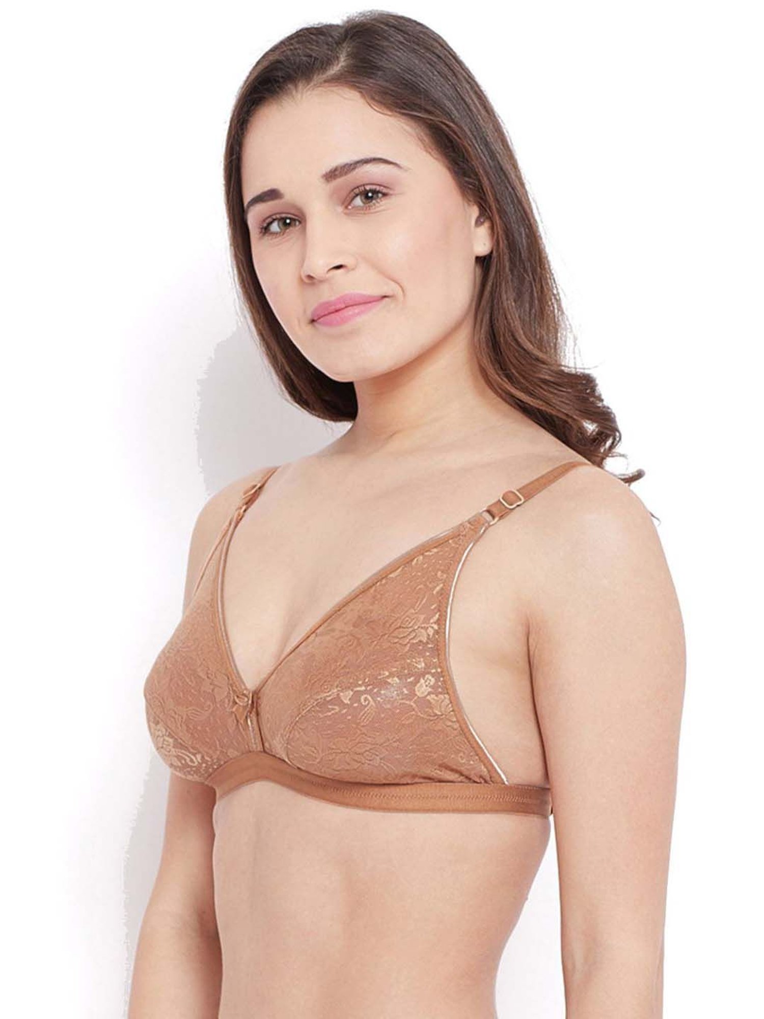 N-Gal Beige & Purple Lace Work Everyday Bras - Pack Of 2