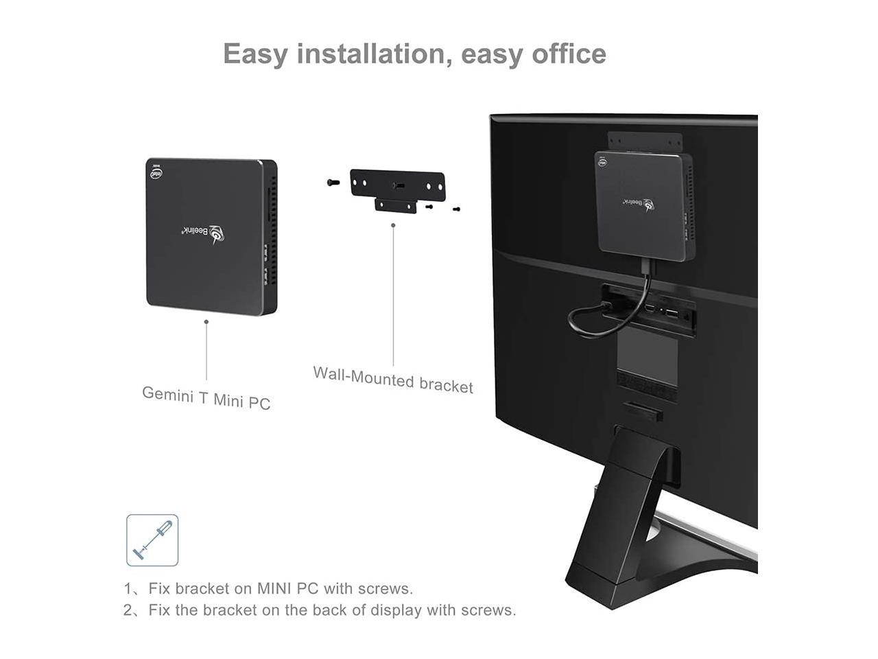 Beelink T34 Mini PC Windows 10 Pro Quad Core Intel N3450 Mini Desktop Computer 4K Dual HDMI Ports DDR4 8GB RAM 128GB SSD, 2.4G/5G WiFi, Gigabit Ethernet, USB 3.0, BT-4.0 Support Auto Power On