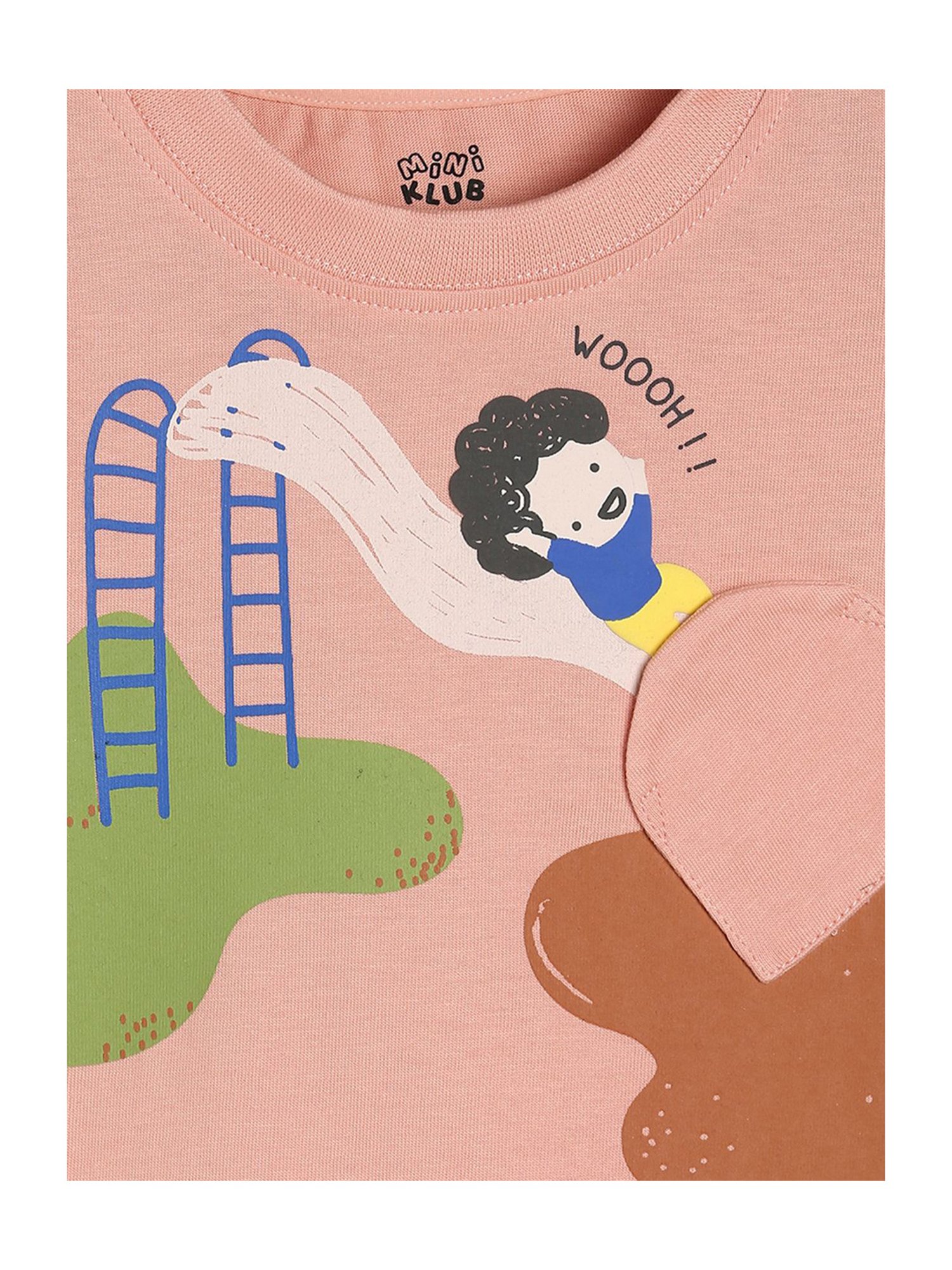 MINIKLUB Kids Peach Printed T-Shirt