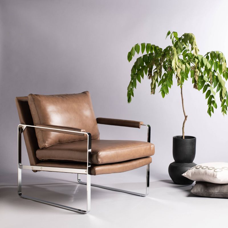 Esposito Metal Accent Chair Dark Brown/Silver - Safavieh