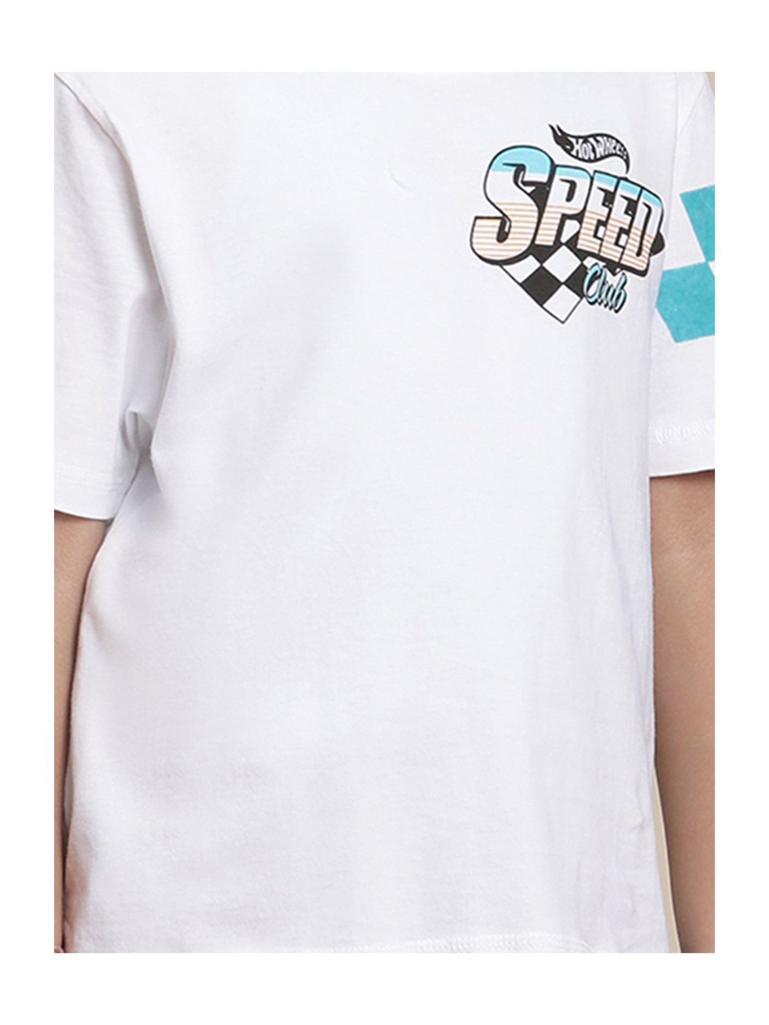 Kidsville Hot Wheels Printed White T-Shirt For Boys