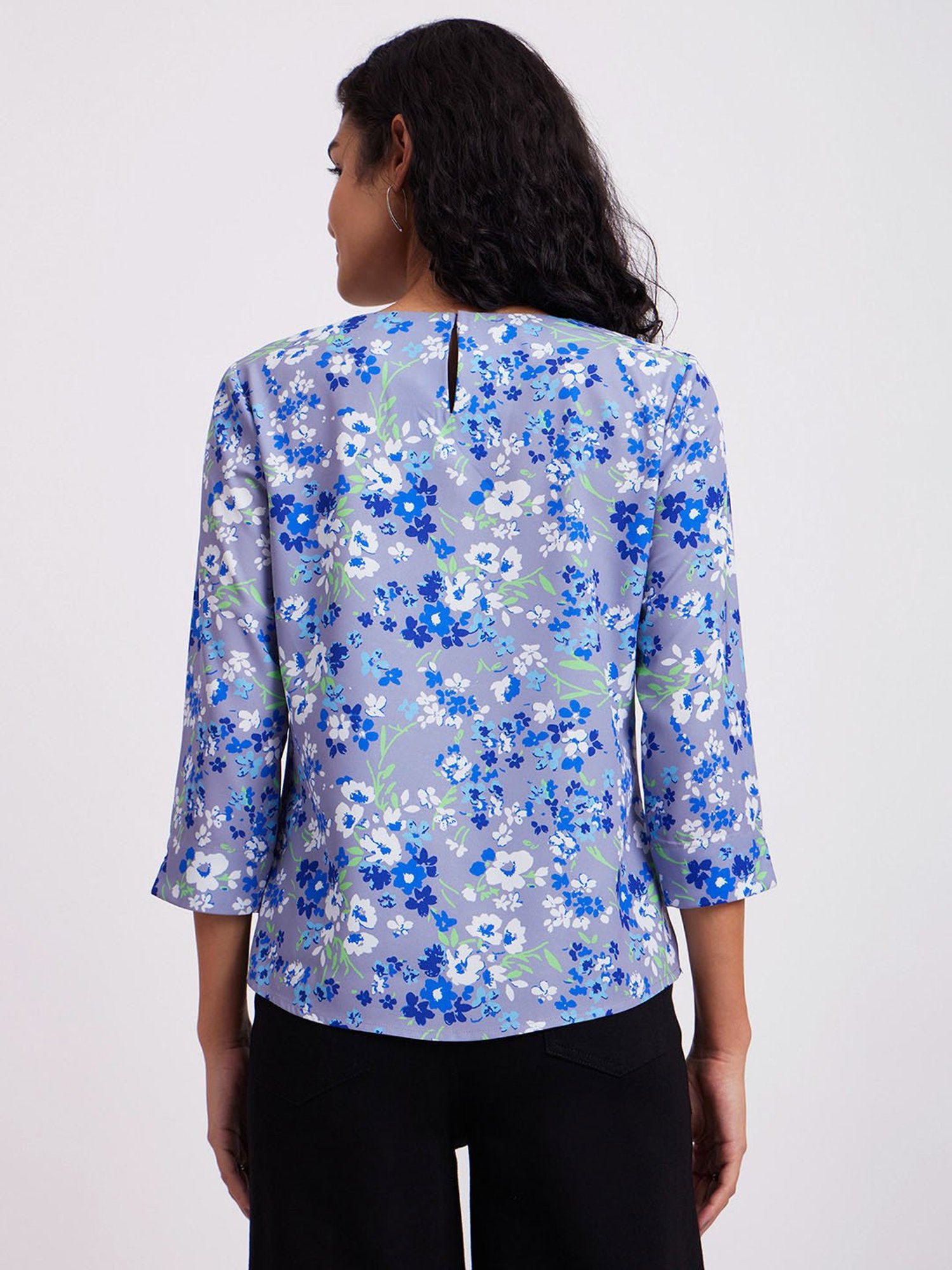 Fablestreet Blue Floral Print Top