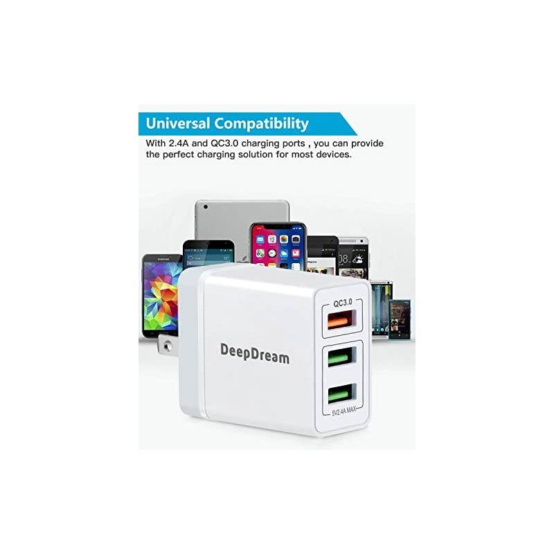 USB Wall Charger 30W Fast USB Wall Plug 2Pack 3Port USB Charger  Charger Block with QC 30 Foldable Plug Adapter for iPhone 11 ProMAXXXSXRXS Max876Plus iPad Samsung and More