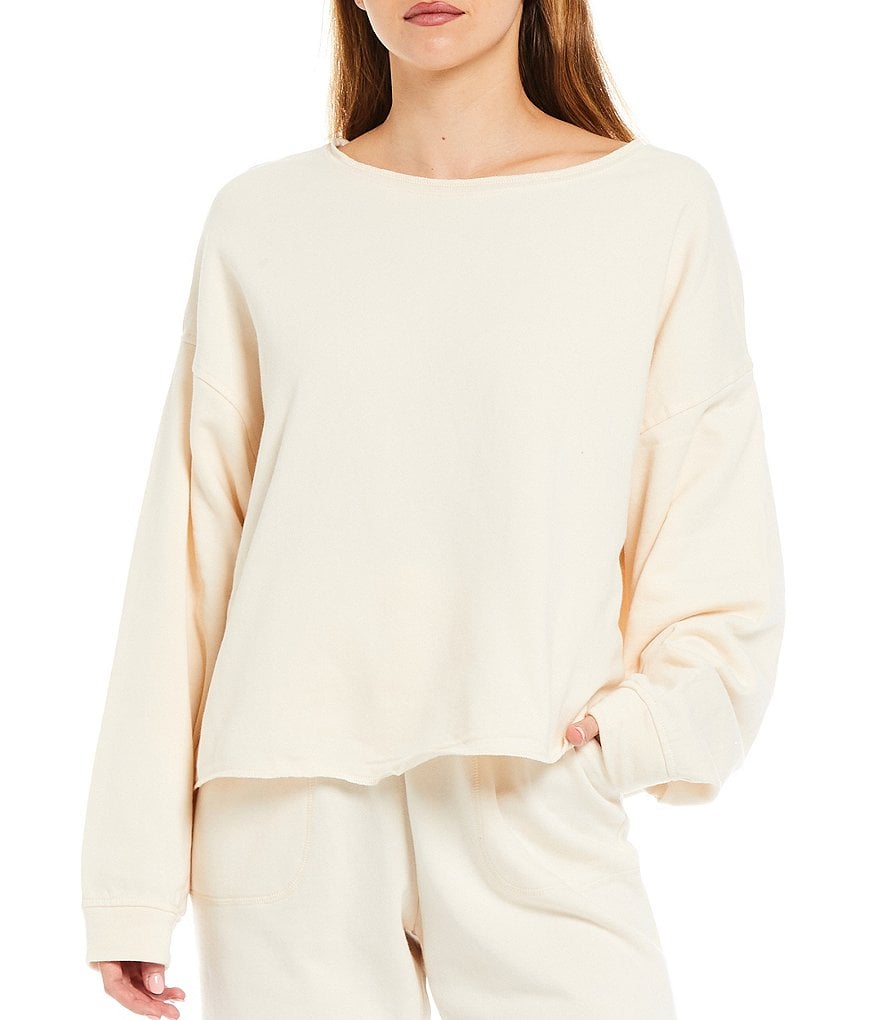 Sanctuary Perfect Boat Neck Long Cuff Sleeve Knit Coordinating Sweatshirt