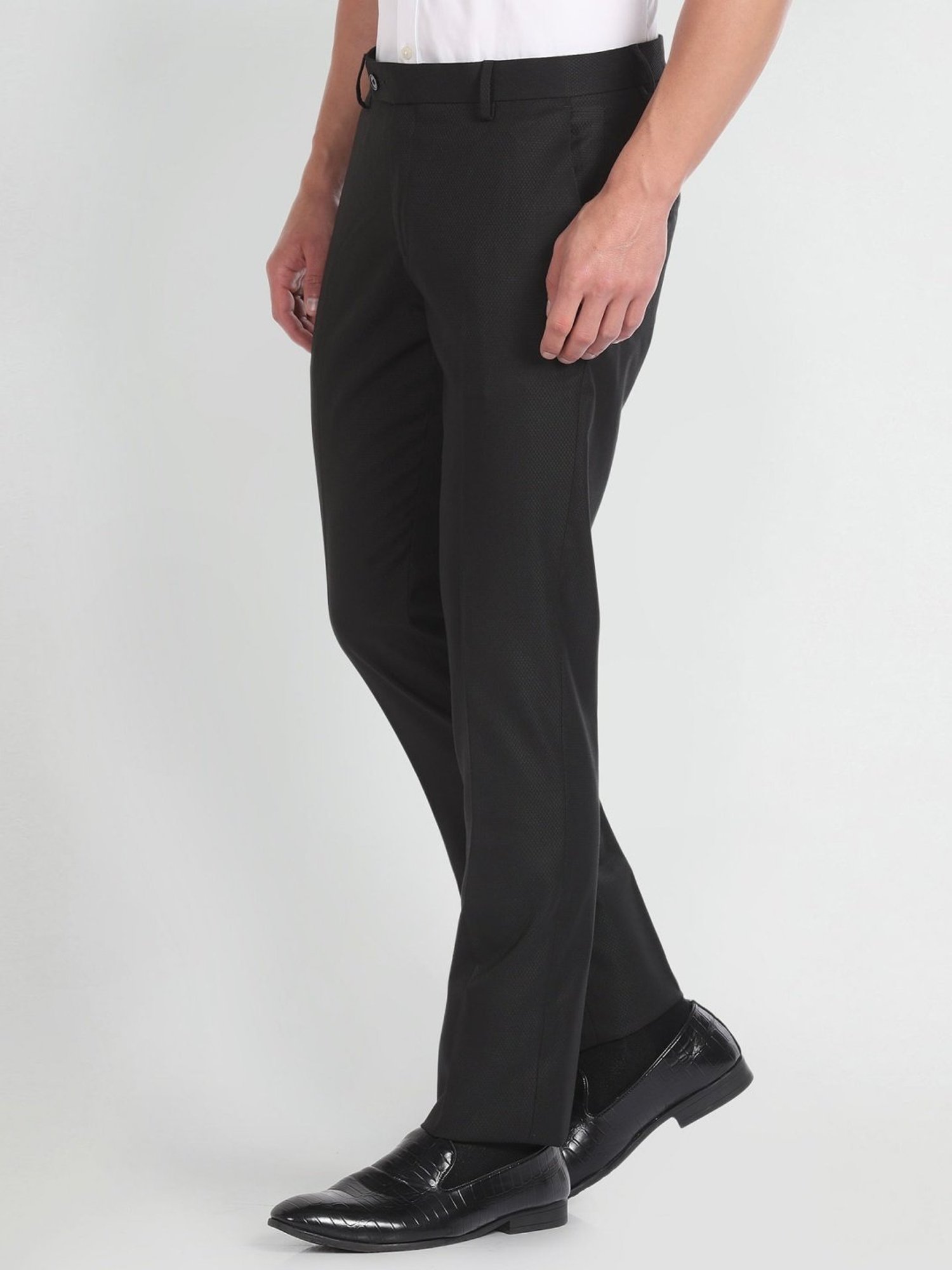 Arrow Newyork Black Regular Fit Trousers