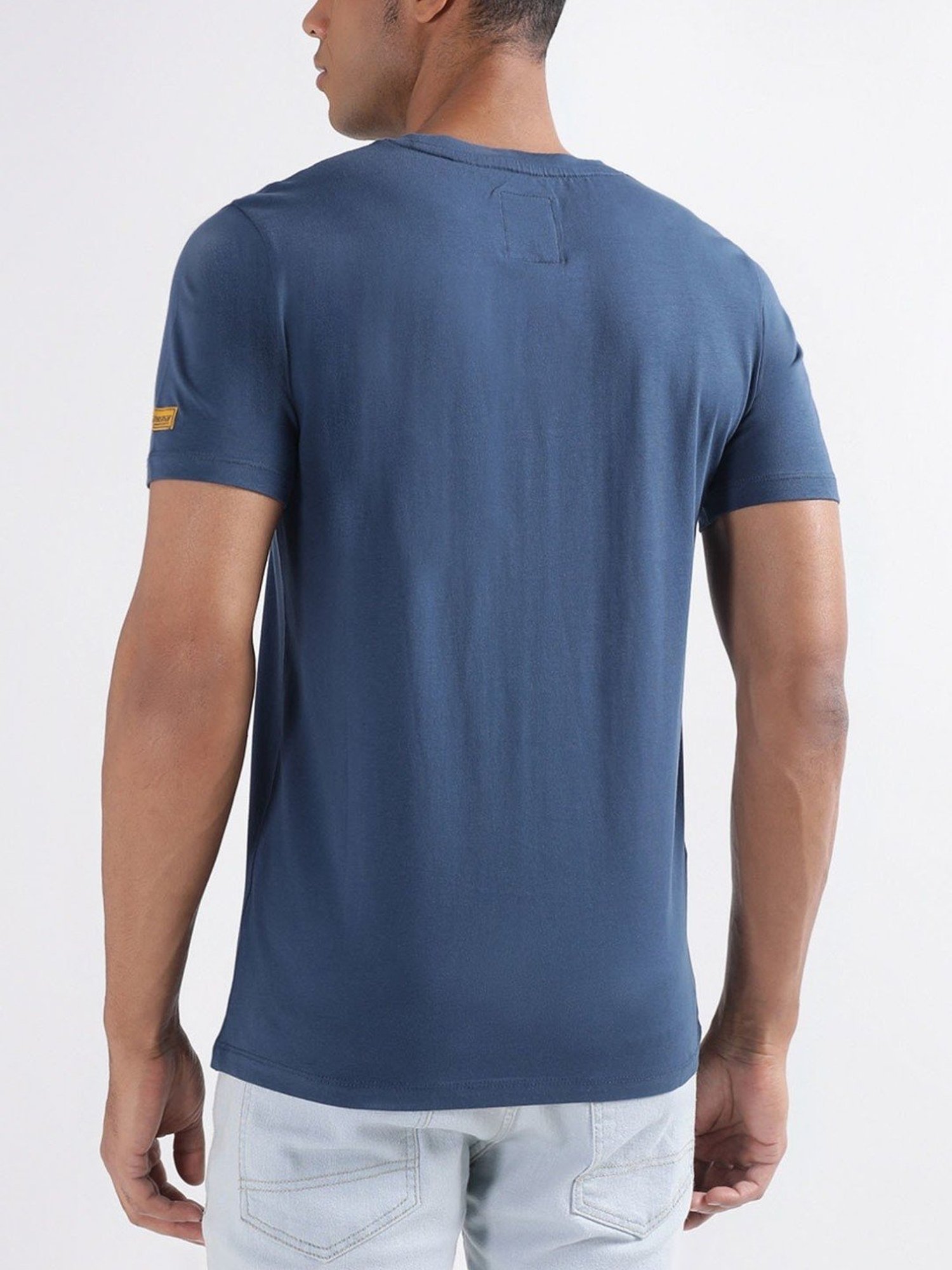 Lindbergh Blue Cotton Regular Fit T-Shirt