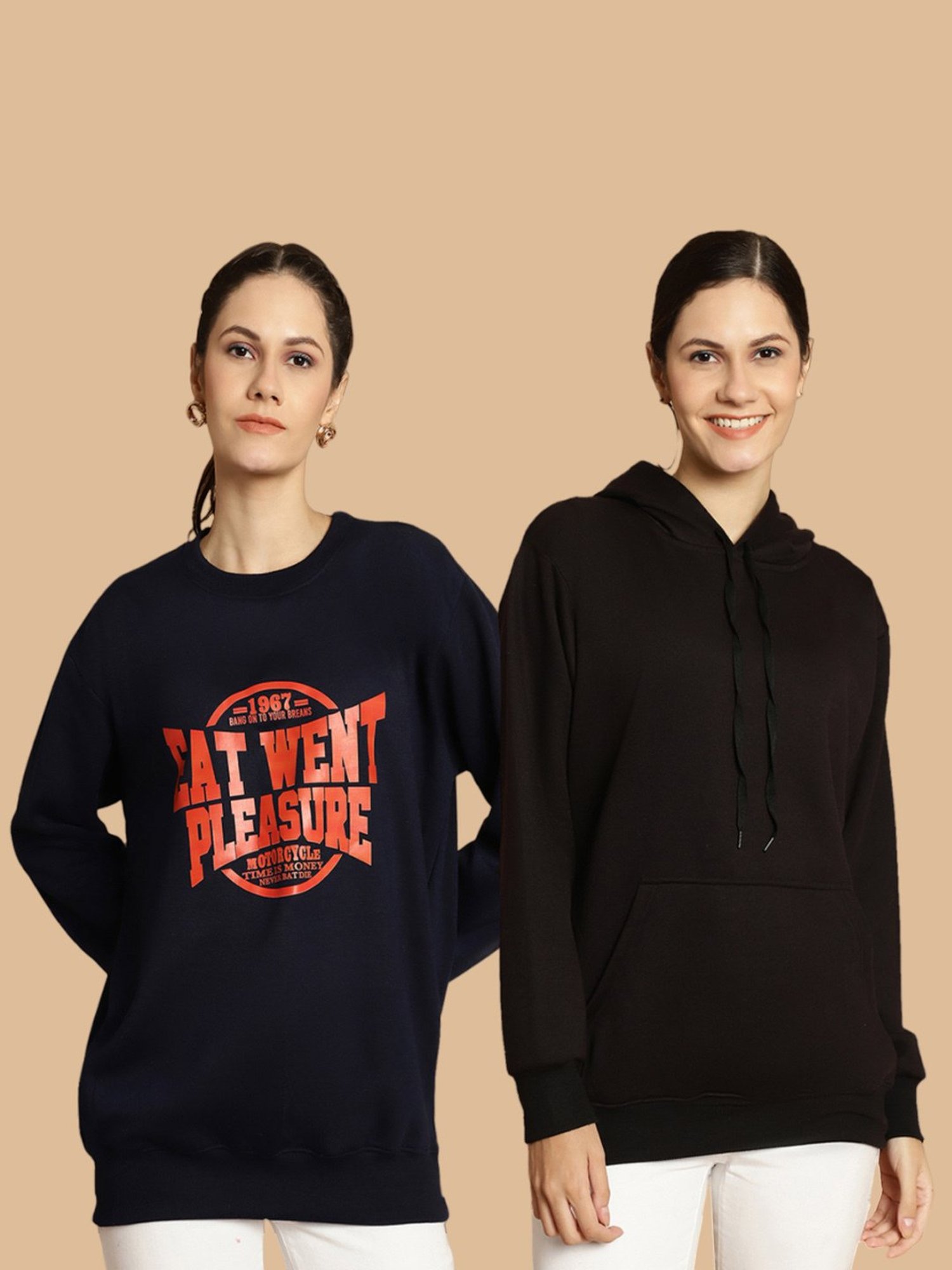Vimal Jonney Black & Navy Printed Sweatshirt - Pack Of 2