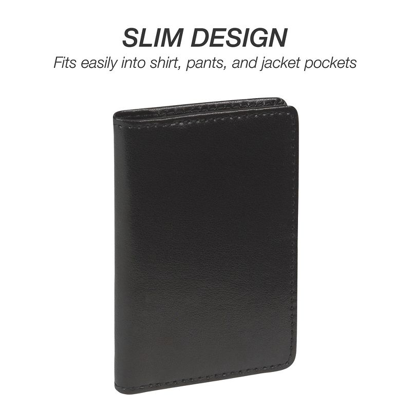 Samsill Regal Leather Business Card Wallet 25 Card Cap 2 x 3 1/2 Cards Black 81220