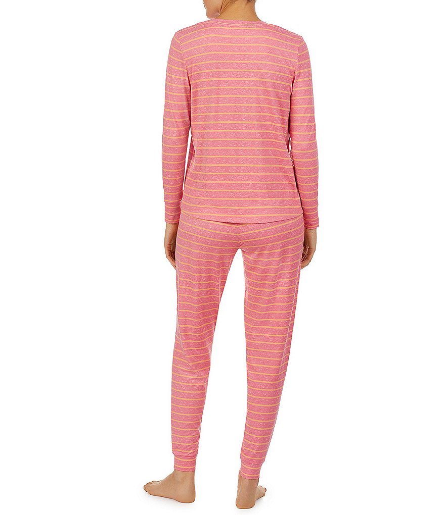 Jane & Bleecker New York Striped Print Cozy Jersey Knit Coordinating Pajama Set