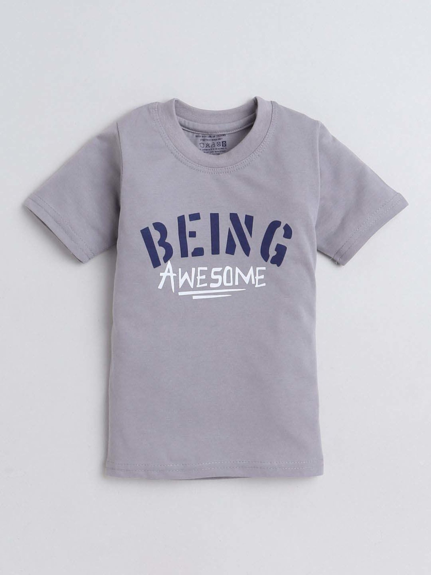 Fourfolds Unisex Grey Printed T-Shirt