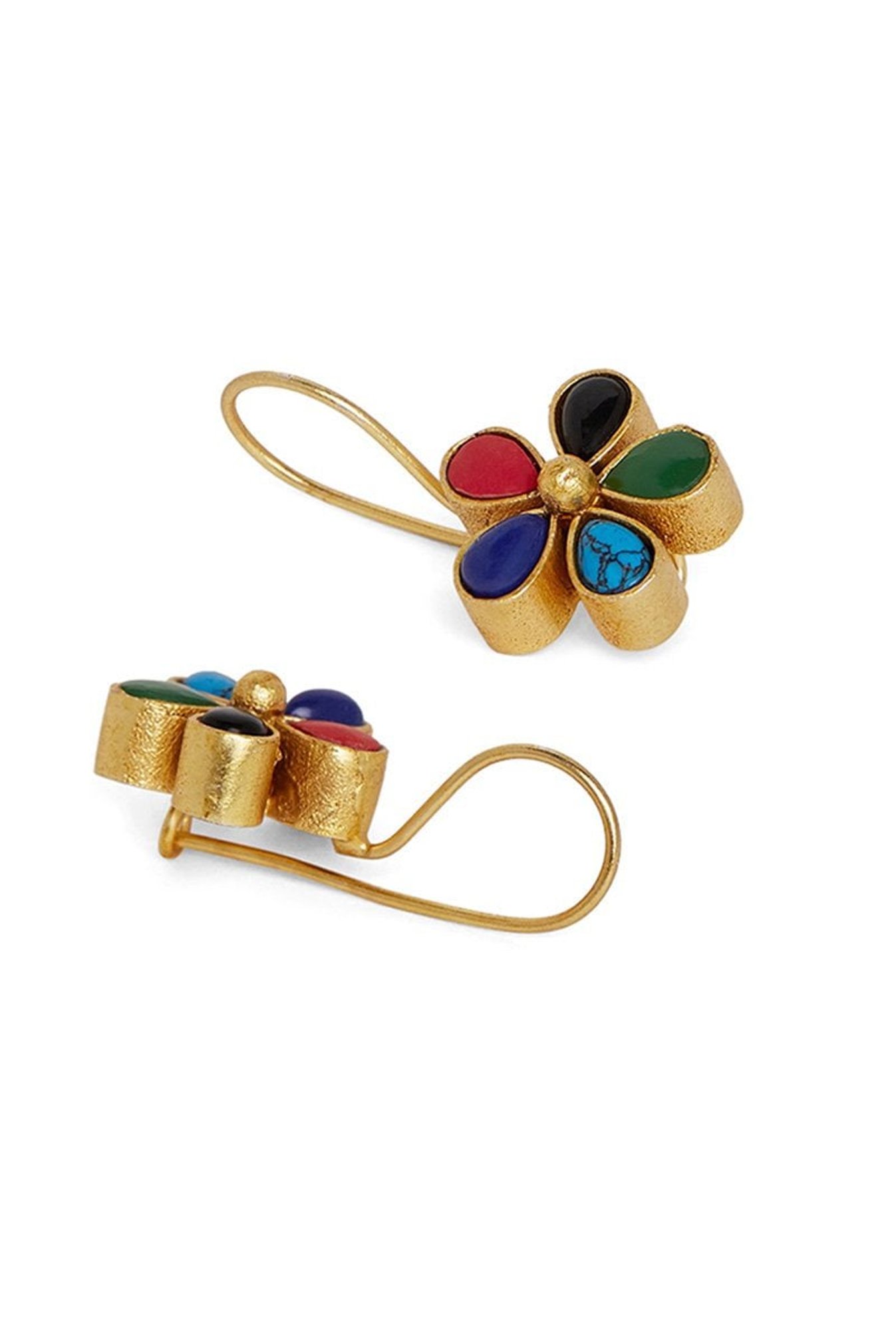 Panash Multicolor Brass Floral Drop Earrings