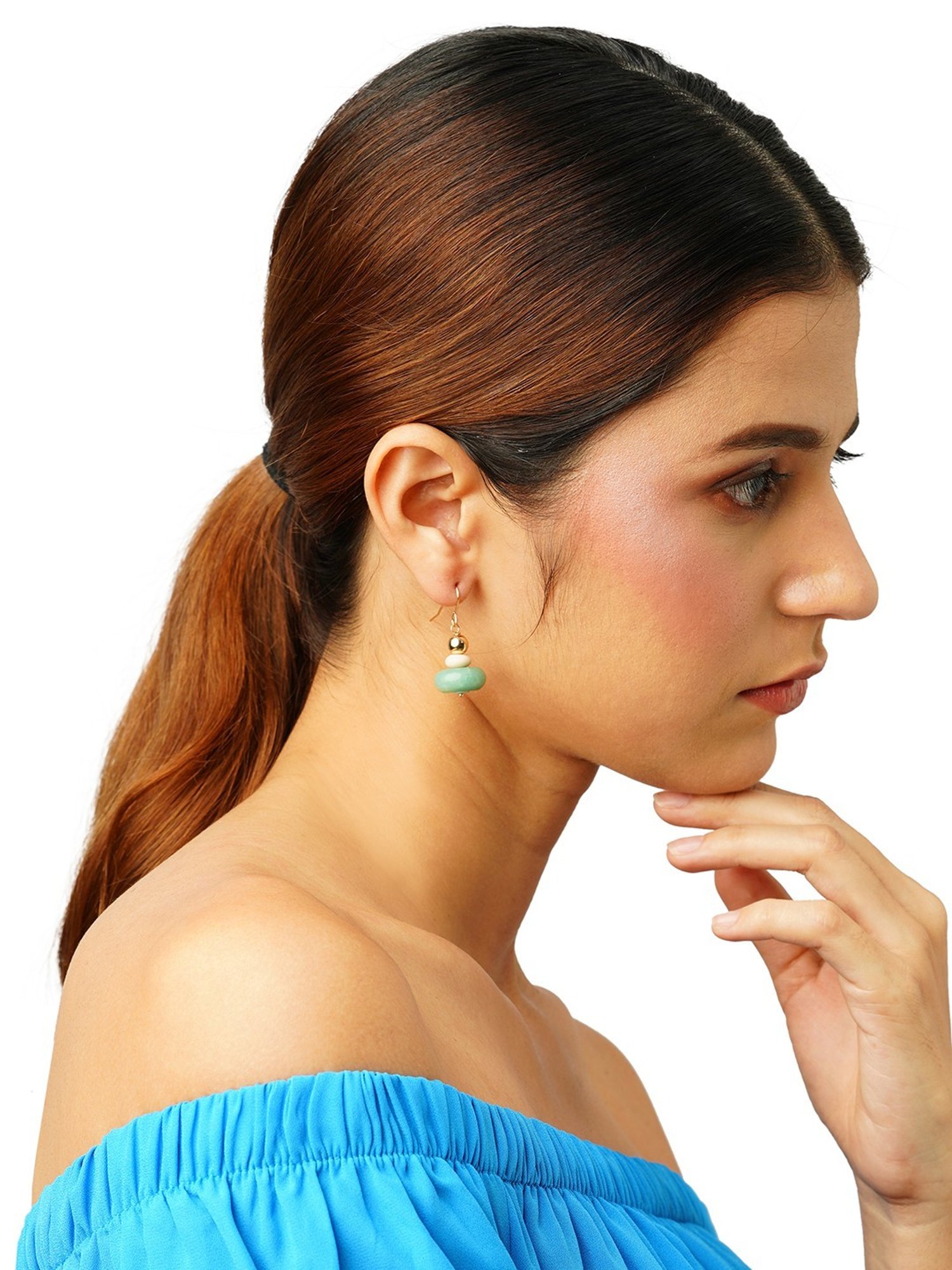 Accessorize London Stone Disc Short Drop Earrings