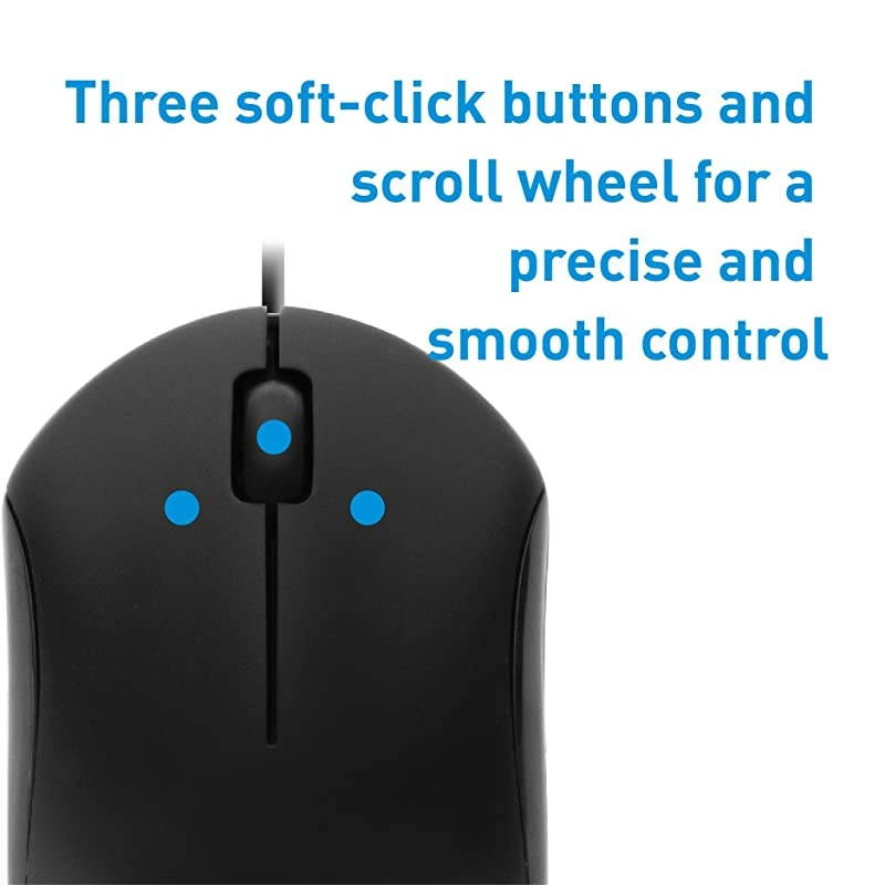 USB Wired Computer Mouse Simple 3 Button Scroll Wheel Design Ergonomic Easy to Use USB Wired Mouse Compatible with Windows Mac Plug Play USB Mouse for Laptop Desktop Black