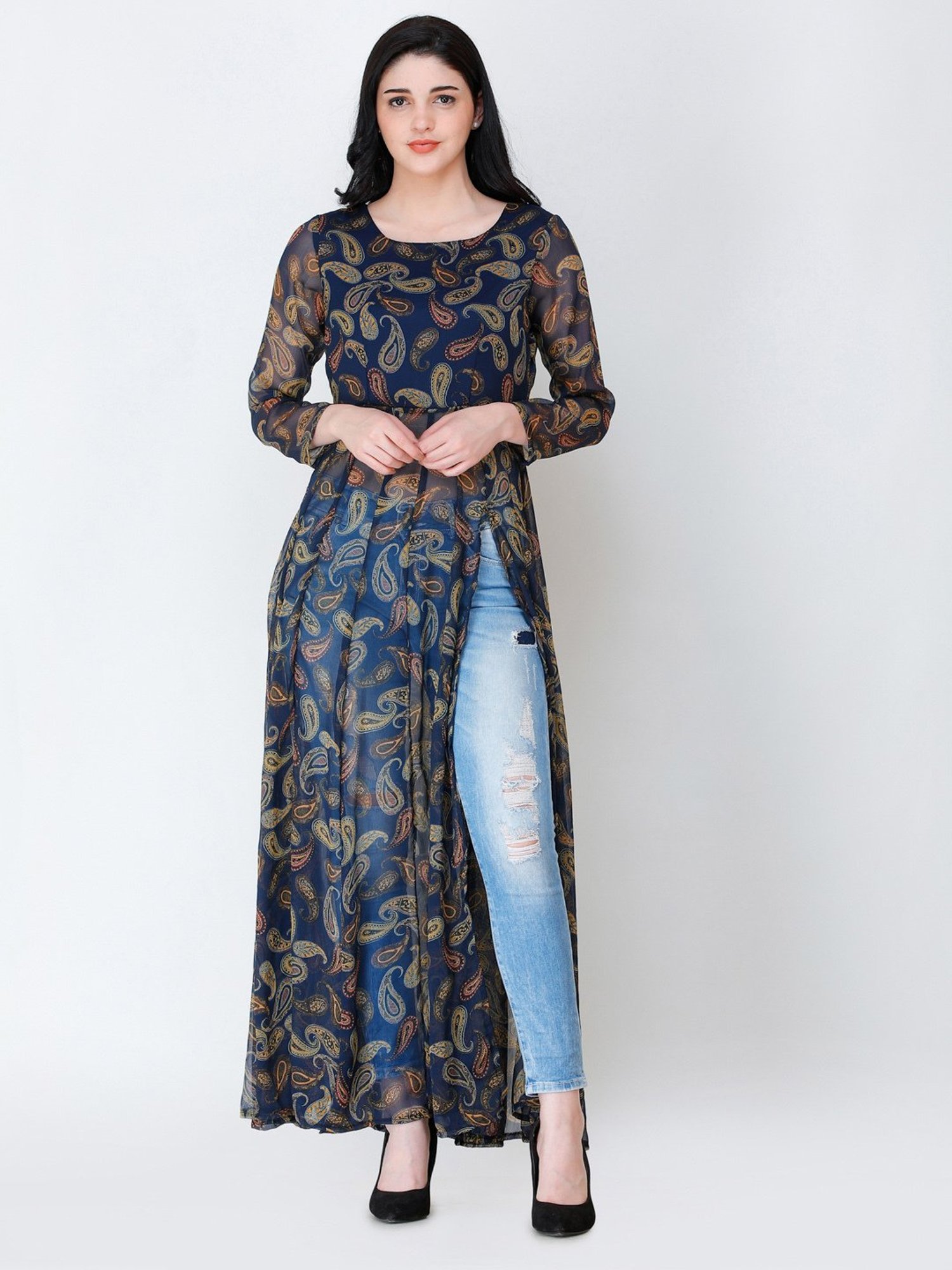 Scorpius Navy Printed Long Top