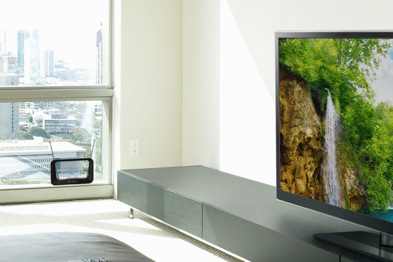 Antop Ring AT-210  Indoor TV Antenna - 35 Mile - Multi-directional Reception - Hairline Black - 6ft Cable -  4K UHD Ready