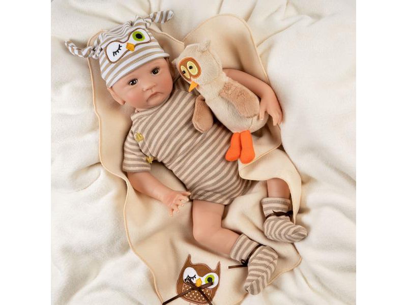 Paradise Galleries Hoot! Hoot! Baby Doll That Looks like a Real Baby, 16 inch Vinyl, Preemie Reborn Boy, Safety Tested for Age Kids 3+, 3-Piece Gift Set