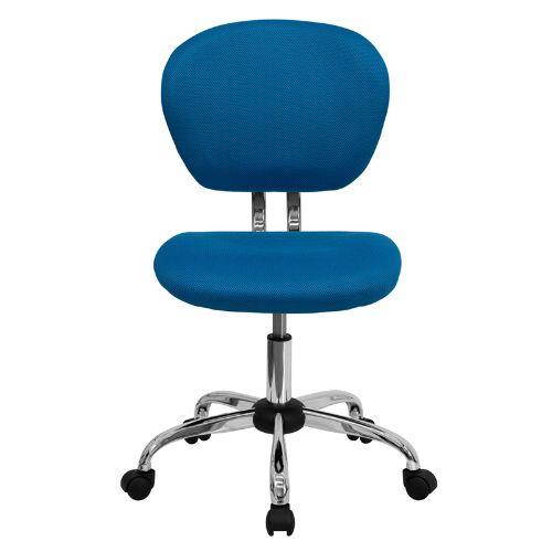 Mid-Back Turquoise Mesh Padded Swivel Task Chair with Chrome Base