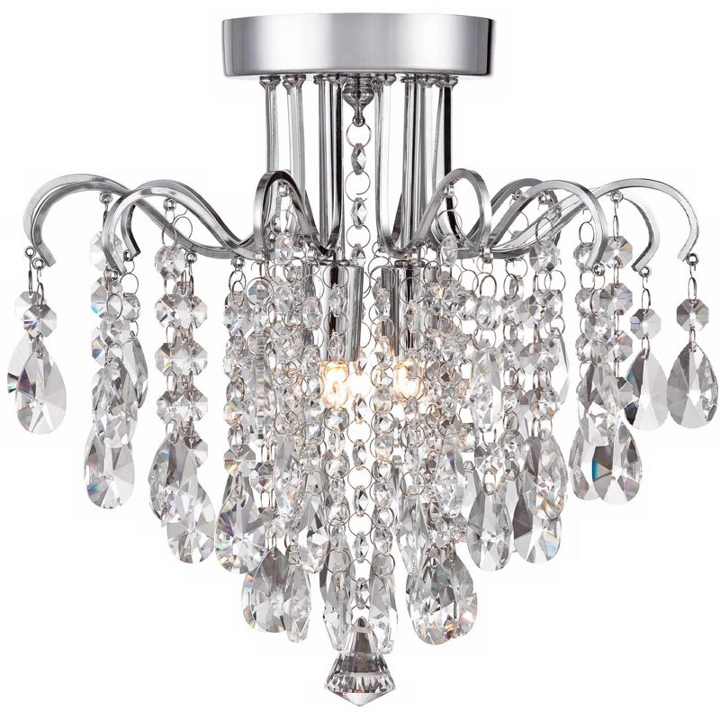 Vienna Full Spectrum Modern Chandelier Ceiling Light Semi Flush Mount Fixture Chrome 11 3/4" Wide Crystal for Bedroom Living Room