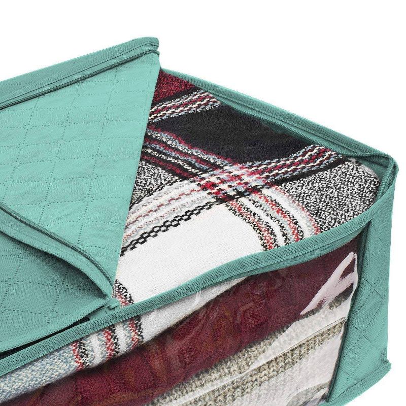 Sorbus 3pc Storage Bamboo Teal Fiber Clothing Organizer Bags Set