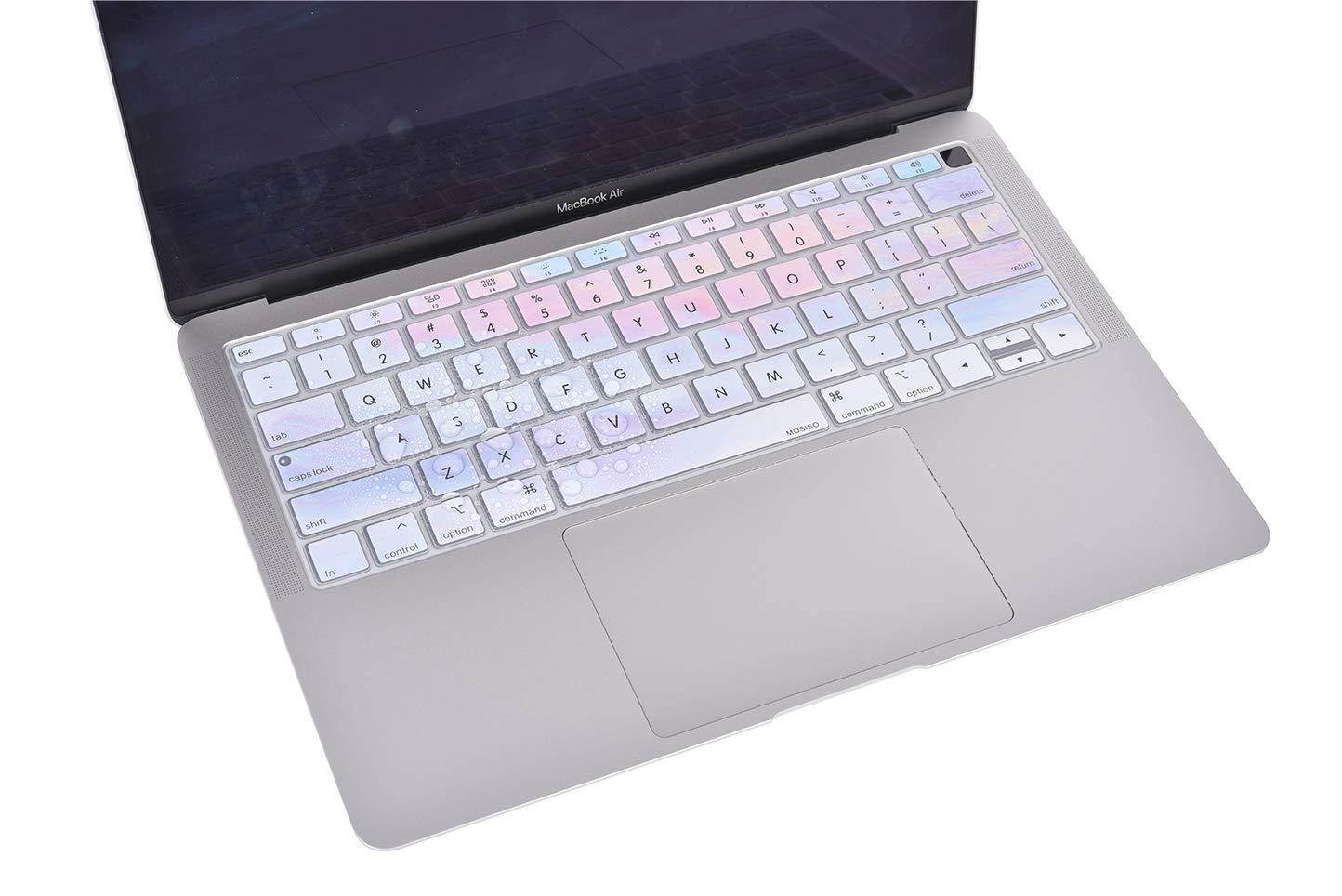 MOSISO Keyboard Cover Compatible Newest MacBook Air 13 Inch 2018 Release A1932 with Retina Display & Touch ID, Waterproof Dust-Proof Protective Silicone Skin, Colorful Clouds