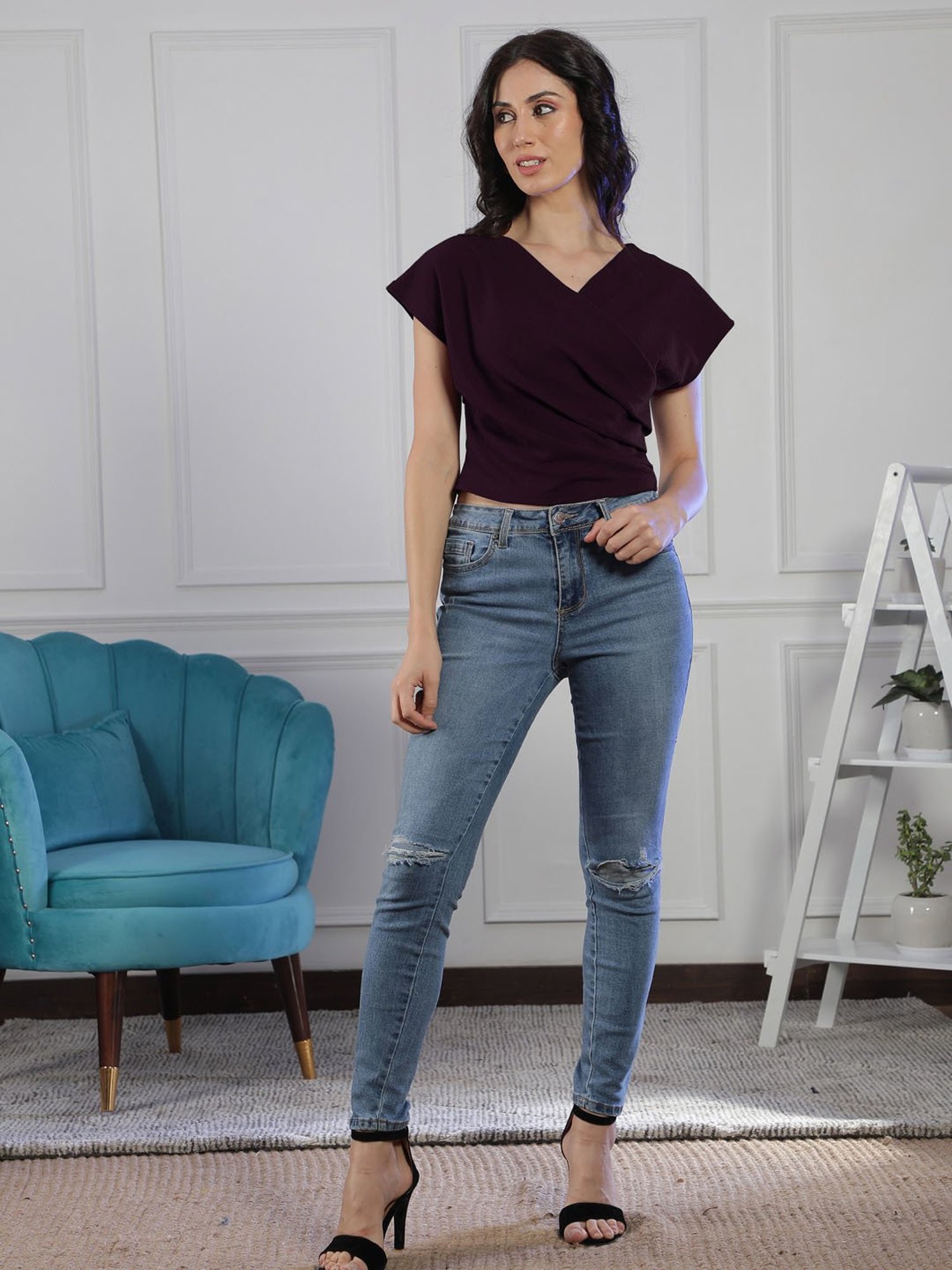 NEUDIS Purple Polyester Crop Top