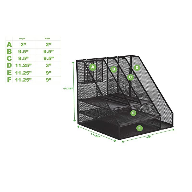 MESHORGBLK Mesh Organizer 8 Compartments Desktop Document Letter Tray for Folders Mail Stationary Desk Accessories Black 8 Comp