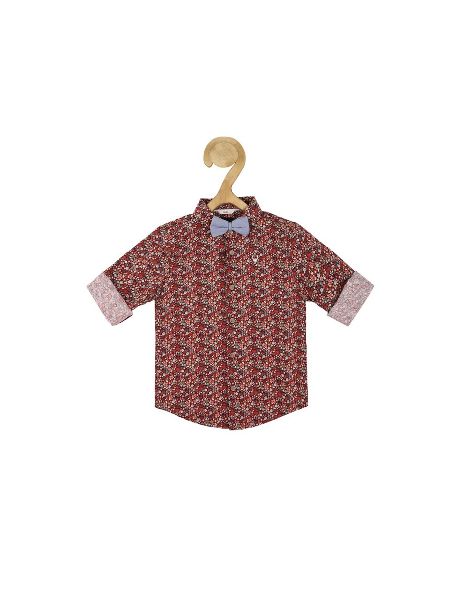 Allen Solly Junior Maroon Floral Print Full Sleeves Shirt