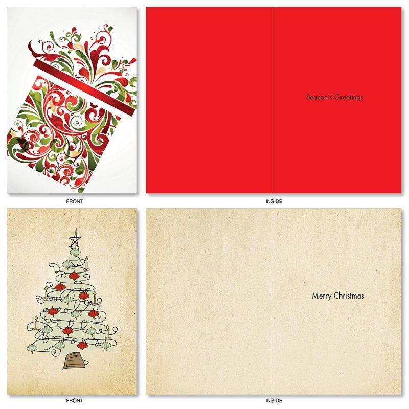 A5645XSG-B1x12 'Crafty Christmas': Assorted Box of 12 Christmas Cards; With Envelopes (10 Designs, 1 Greeting Card Per Design)