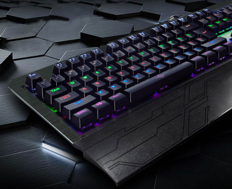 K26 Blacklit Mechanical Gaming Keyboard with Blue Switches - 104 Keys Wired USB Keyboard with 8 Color LED- Anti-ghosting Keys