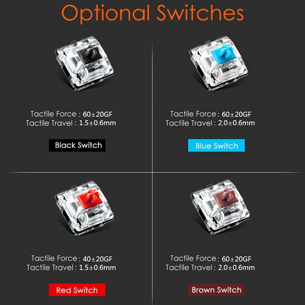 Docooler Mechanical Keyboard USB Wired Gaming Backlit Keyboard with RGB Light Phone Holder Multimedia Roller Programmable 114 Keys for Laptop PC Desktop Computer Gamer Keyboard Ajazz