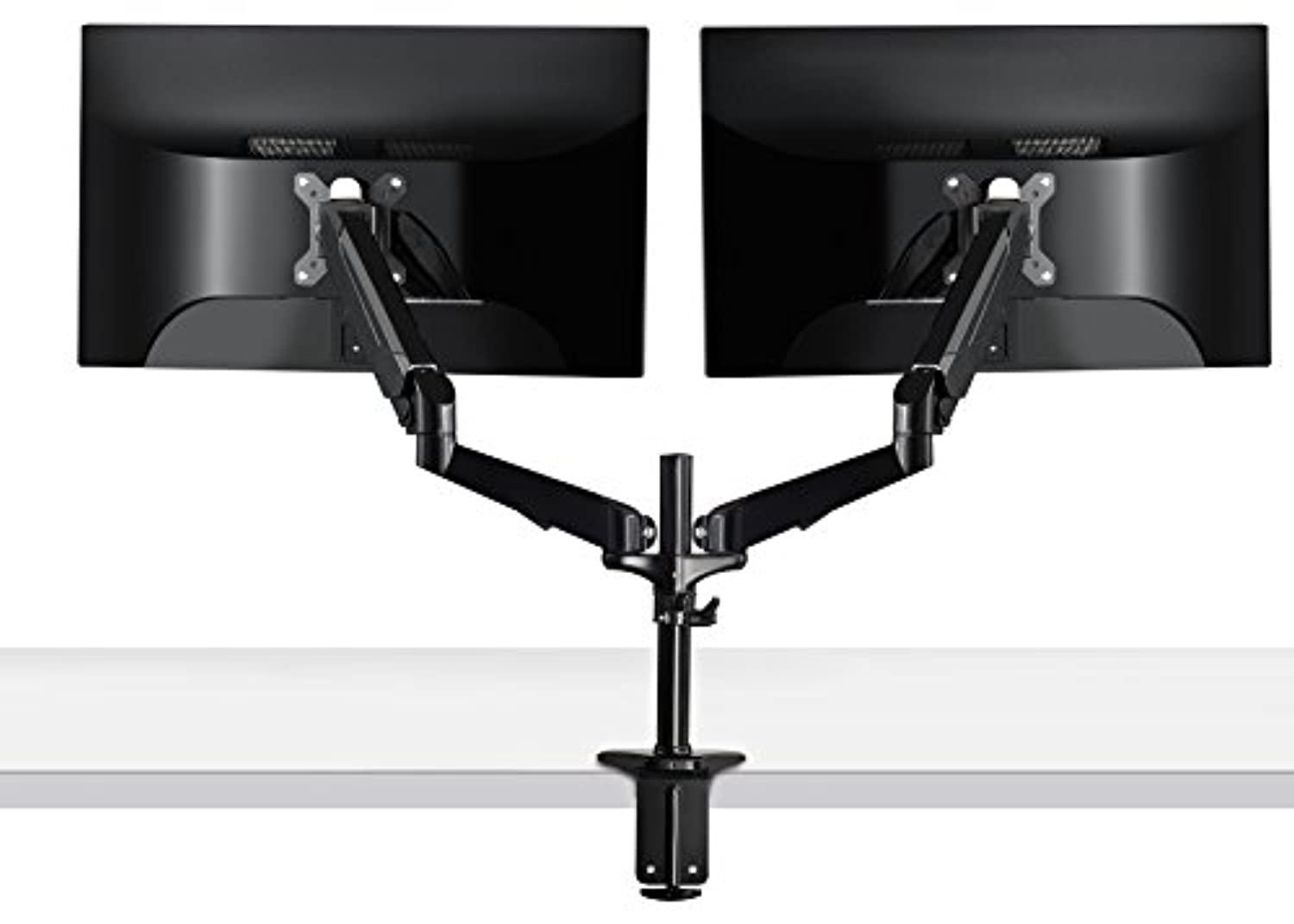 fotolux dual monitor mount| ultra-flex dual-arm monitor desktop mountfor 15"-27" with usb and audio ports| extending &retractin