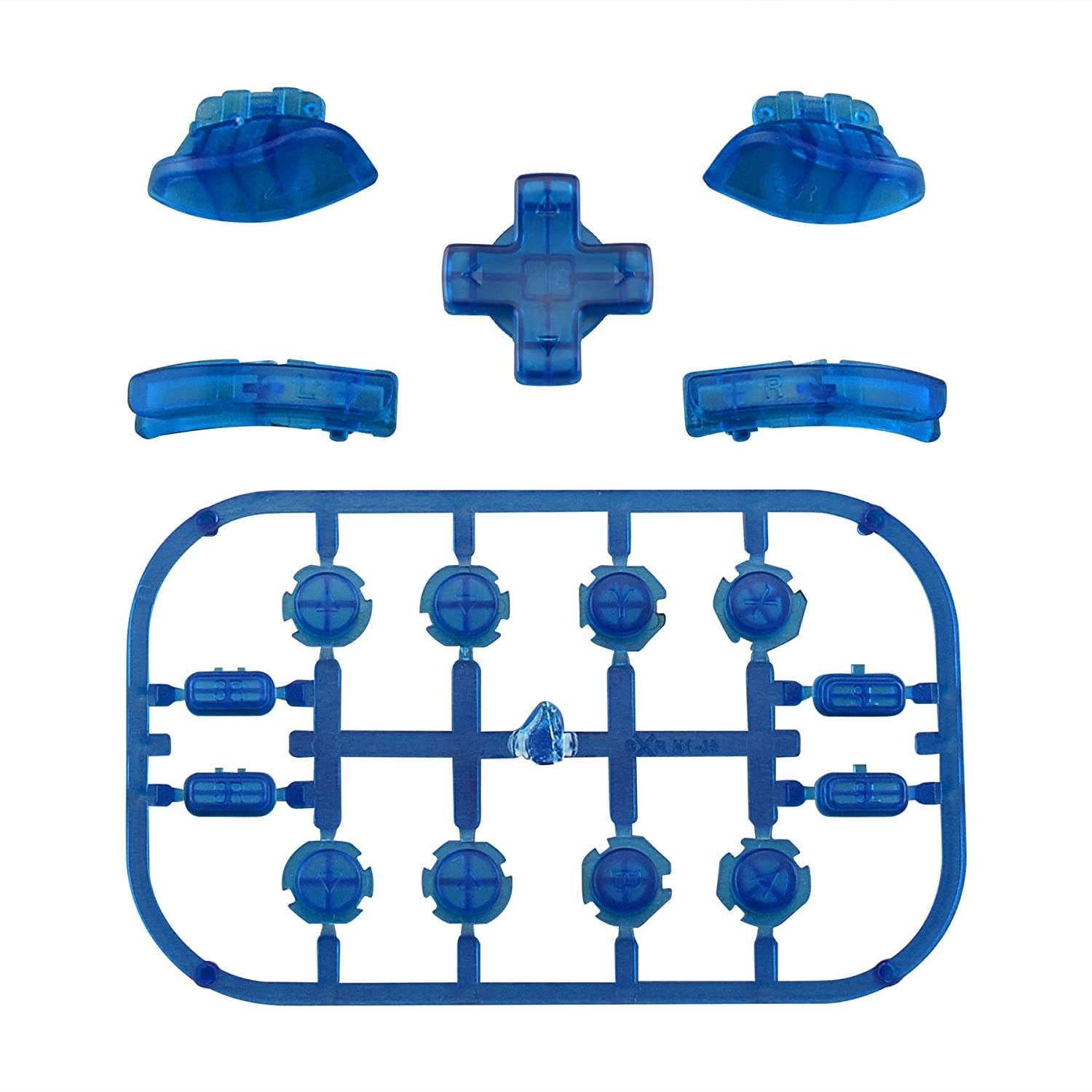 Transparent Clear Blue D-pad ABXY Keys SR SL L R ZR ZL Trigger Buttons Springs, Replacement Full Set Buttons Fix Kits for Nintendo Switch Joycon (D-pad ONLY Fits for eXtremeRate Joycon D-pad Shell)