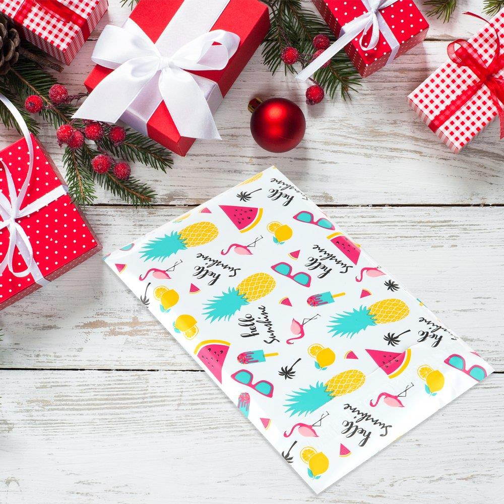 UCGOU 6X9" Poly Mailers Shipping Envelopes Boutique Custom Bags Waterproof and Tear-Proof Postal Printed Bags, Summer Element Designer, Thickness 2.35MIL, Pack of 100