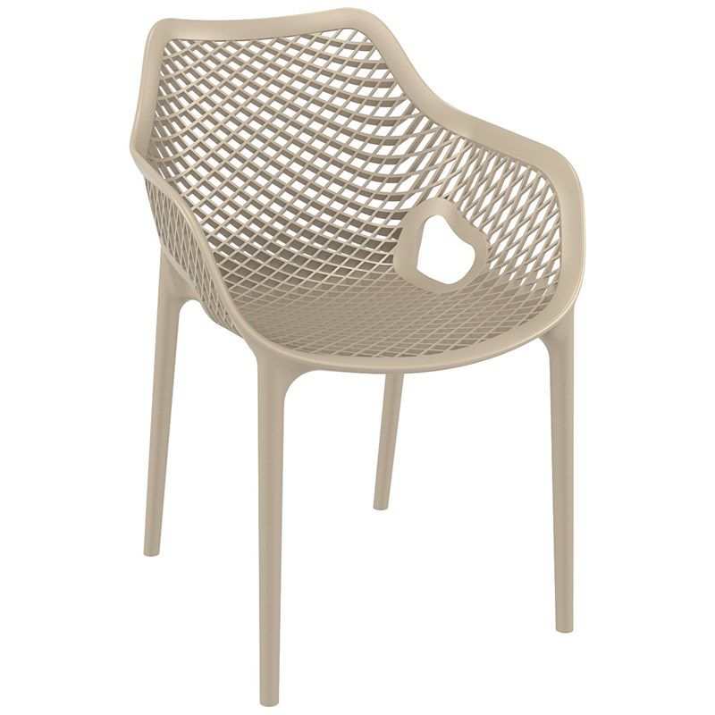 Air XL Outdoor Patio Dining Arm Chair in Dove Gray - Set of 2 - Compamia