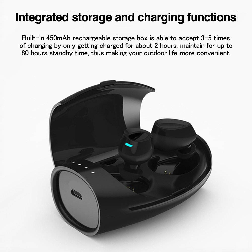 Zgeer Bluetooth 4.2 Wireless TWS In Ear Stereo Bass Earphone Sports Headset,Microphone Charging Box