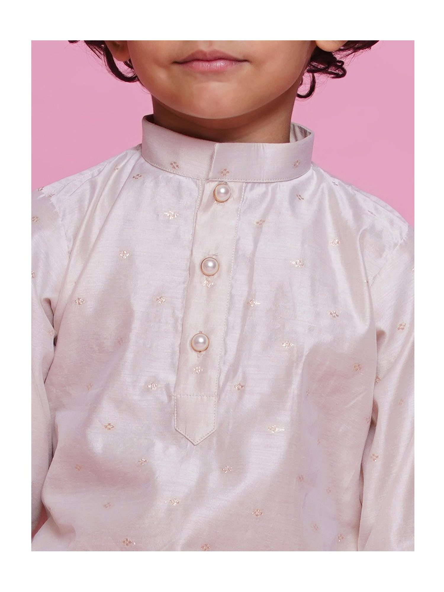 VASTRAMAY Boys Yellow & White Cotton Printed Full Sleeves Kurta Sets