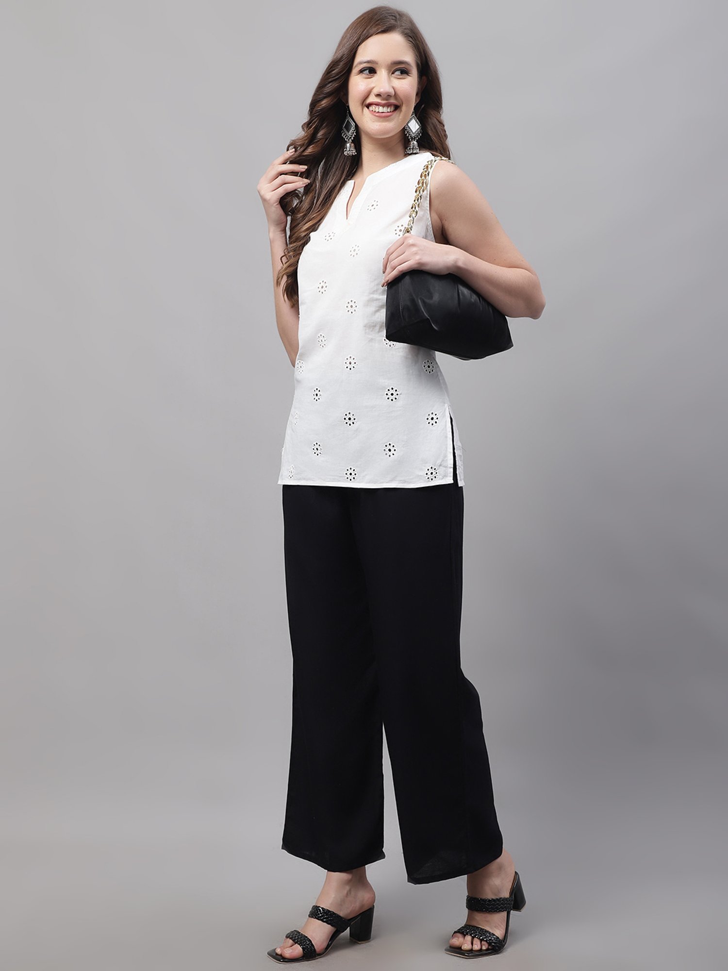 Gracit Black & Navy Rayon Palazzos - Pack of 2