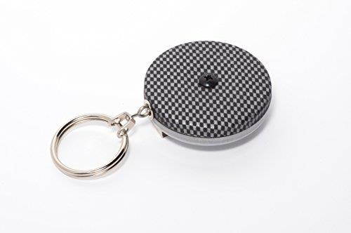 Key-Bak Original #5R with 24" Stainless Steel Chain, Steel Belt Clip, 8 oz. Retraction Force & Split Ring (Carbon Fiber Squared)