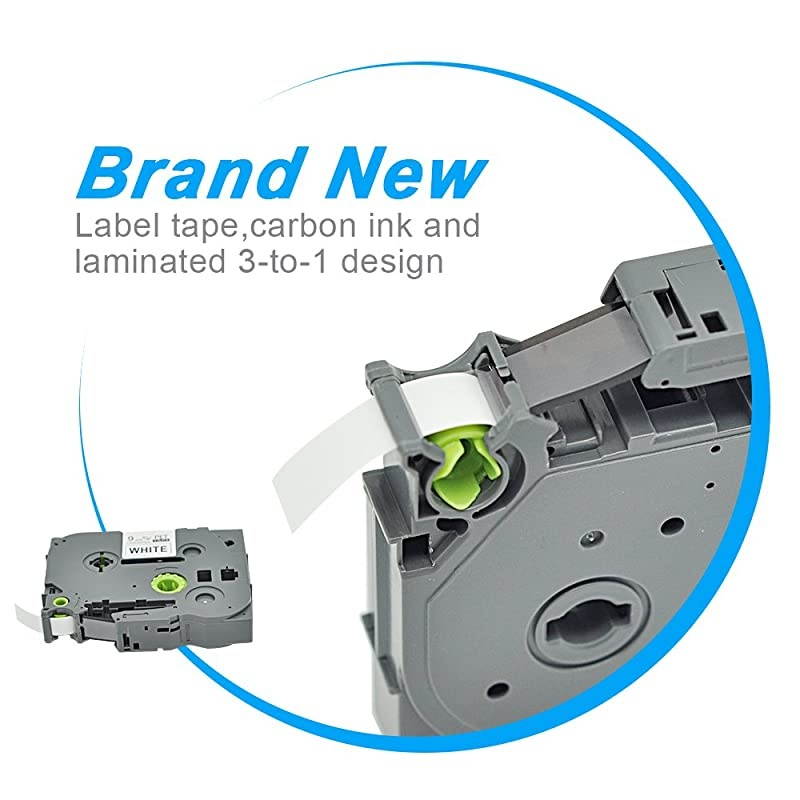 3PK P-Touch Tape TZ221 TZe221 TZ TZe Replacement for Ptouch Standard Laminated Cartridges,9mm Black on White 0.35 inch (3/8") x8m(26.2ft)