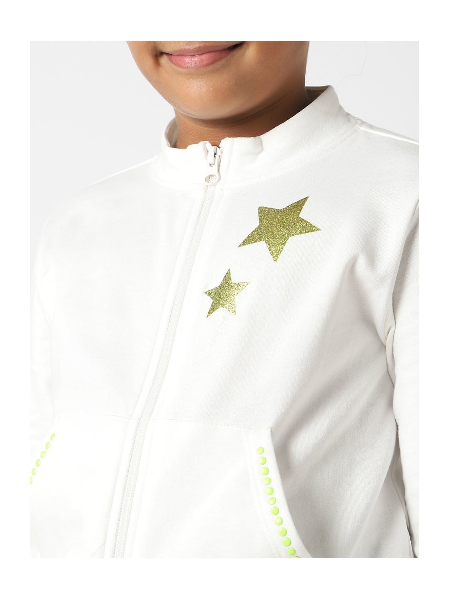 KIDS ONLY White Embellished Full Sleeves Sweatshirt