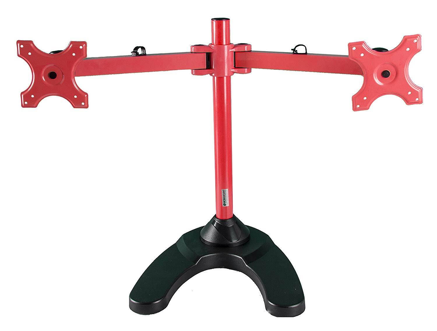 MonMount Dual LCD Freestanding Monitor Stand Up to 24-Inch, Red (LCD-6460R)