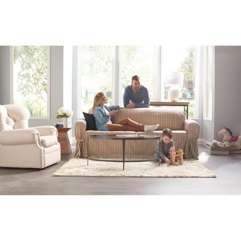 Grain Sack Sofa Slipcover Natural - Sure Fit