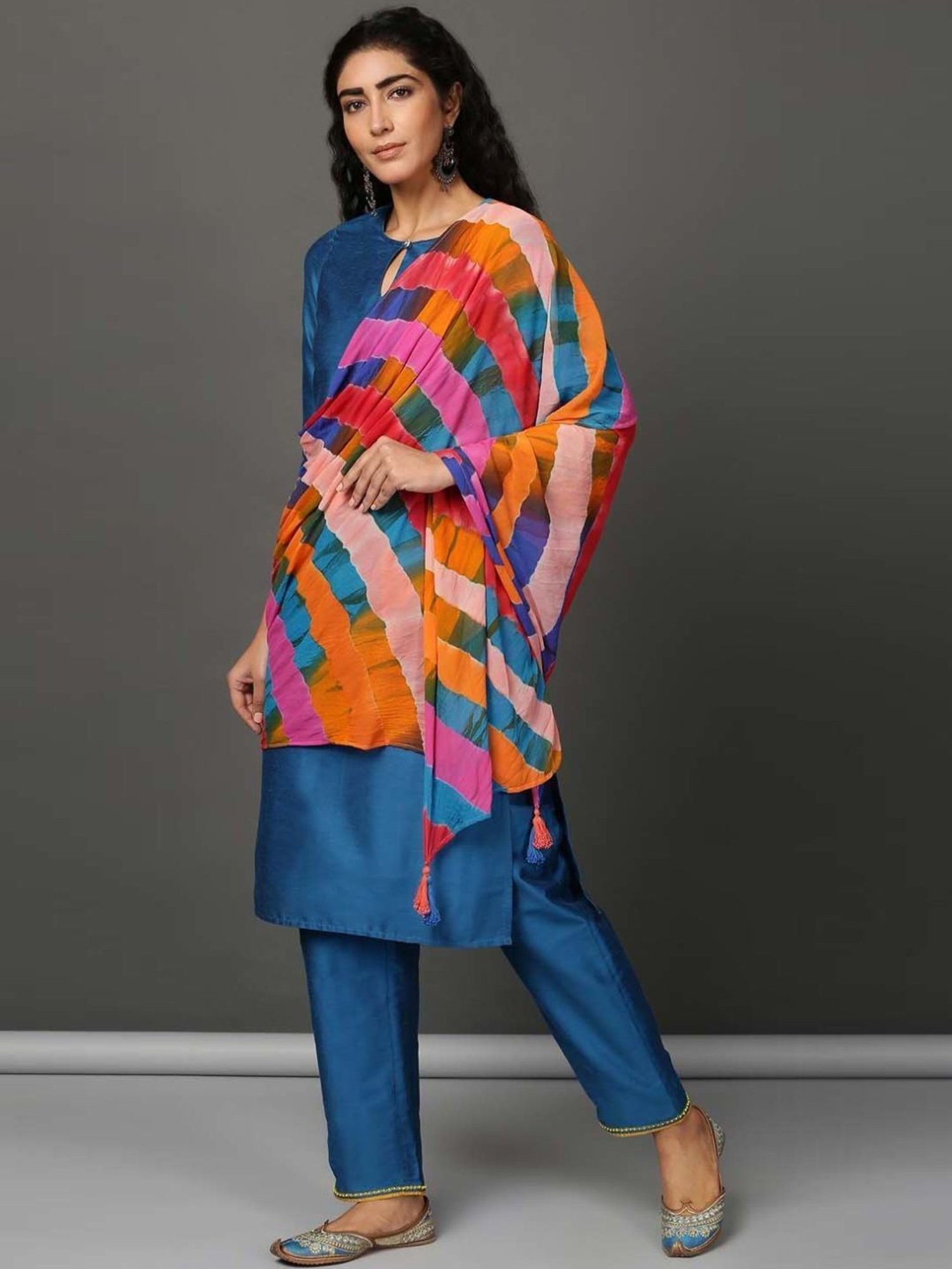 Nuhh Blue Confetti Kurta and Pant Set with Dupatta