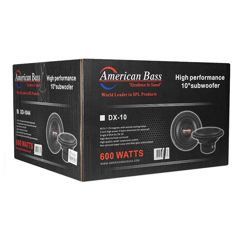 American Bass XO 1044 10 Inch Dual 4 OhmVoice Coil 600 Watt Max Power Subwoofer Speaker with 50 Ounce Magnet and 90 Ounce Motor Structure