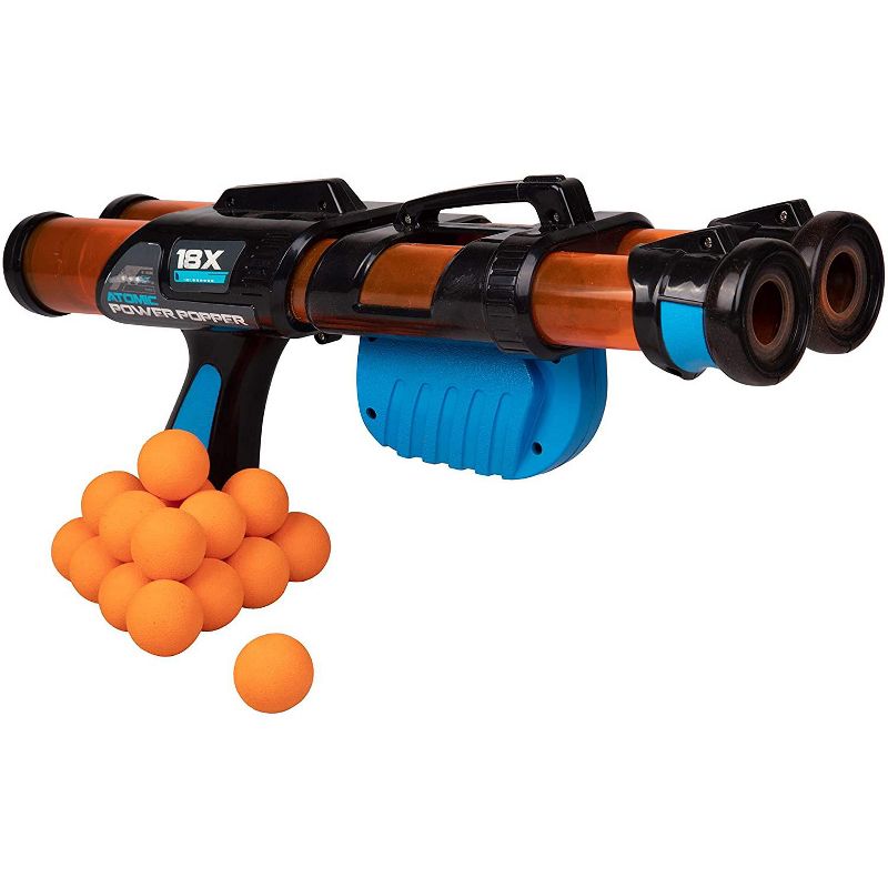 Hog Wild Atomic Power Popper Double Barrel Toy, Shoots Foam Balls!
