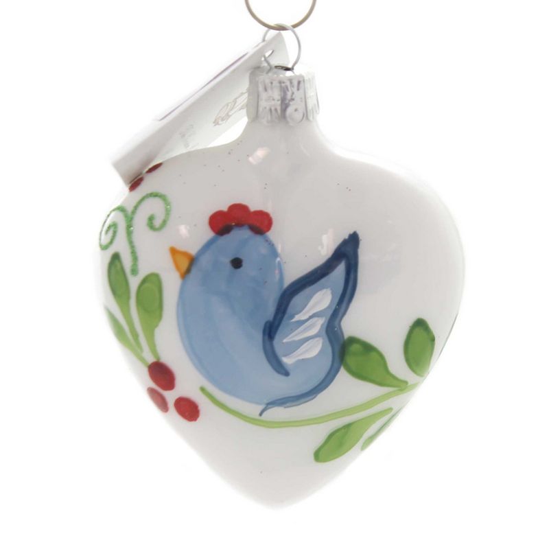 Golden Bell Collection 3.25" Heart With Bluebird Hand Painted  -  Tree Ornaments