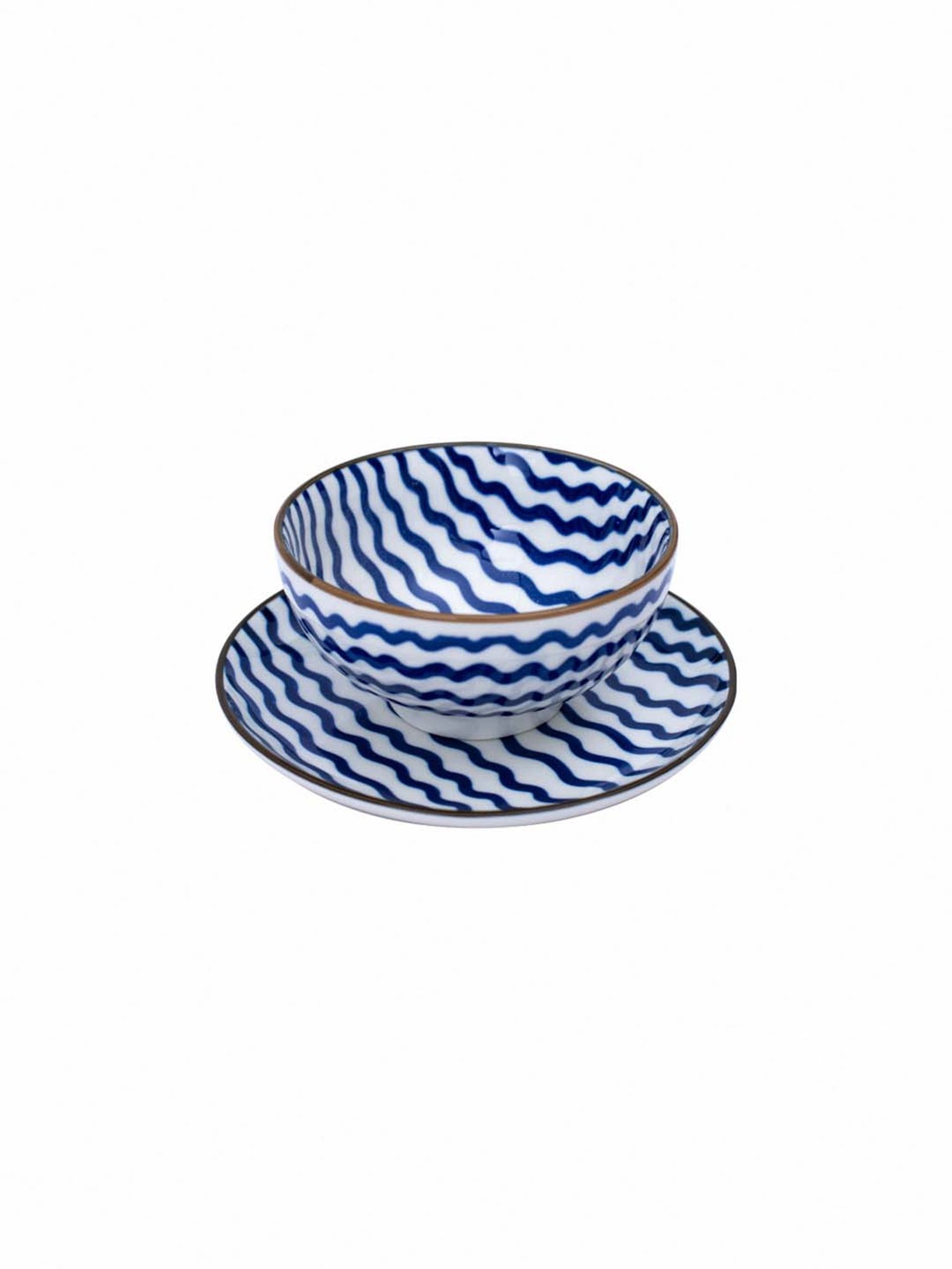 White Gold Blue Porcelain 18 Piece Soup Bowl Set (6Pcs Bowl, 6Pcs Plates and 6Pcs Spoons)