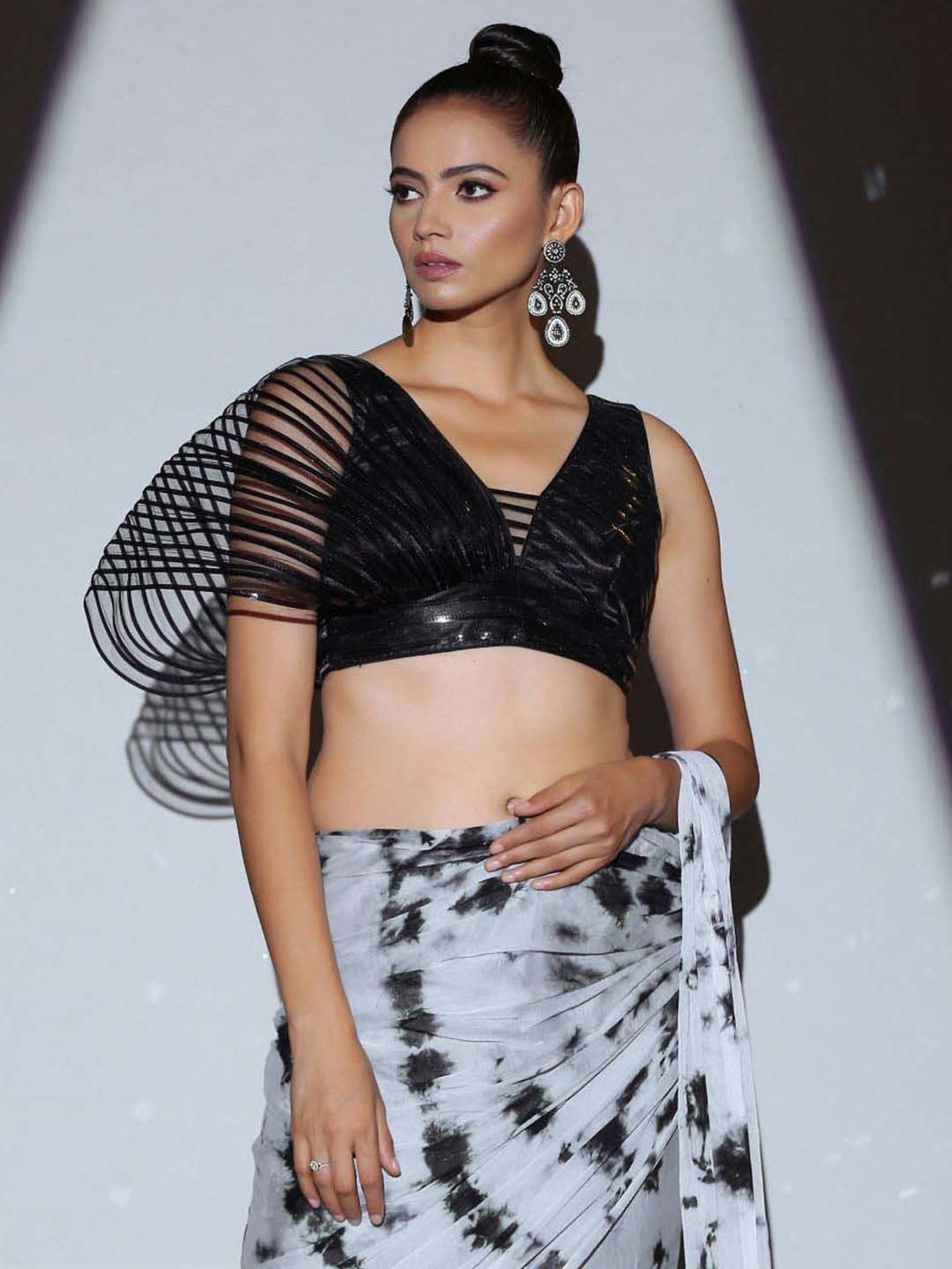 Swtantra Black Striped Readymade Blouse