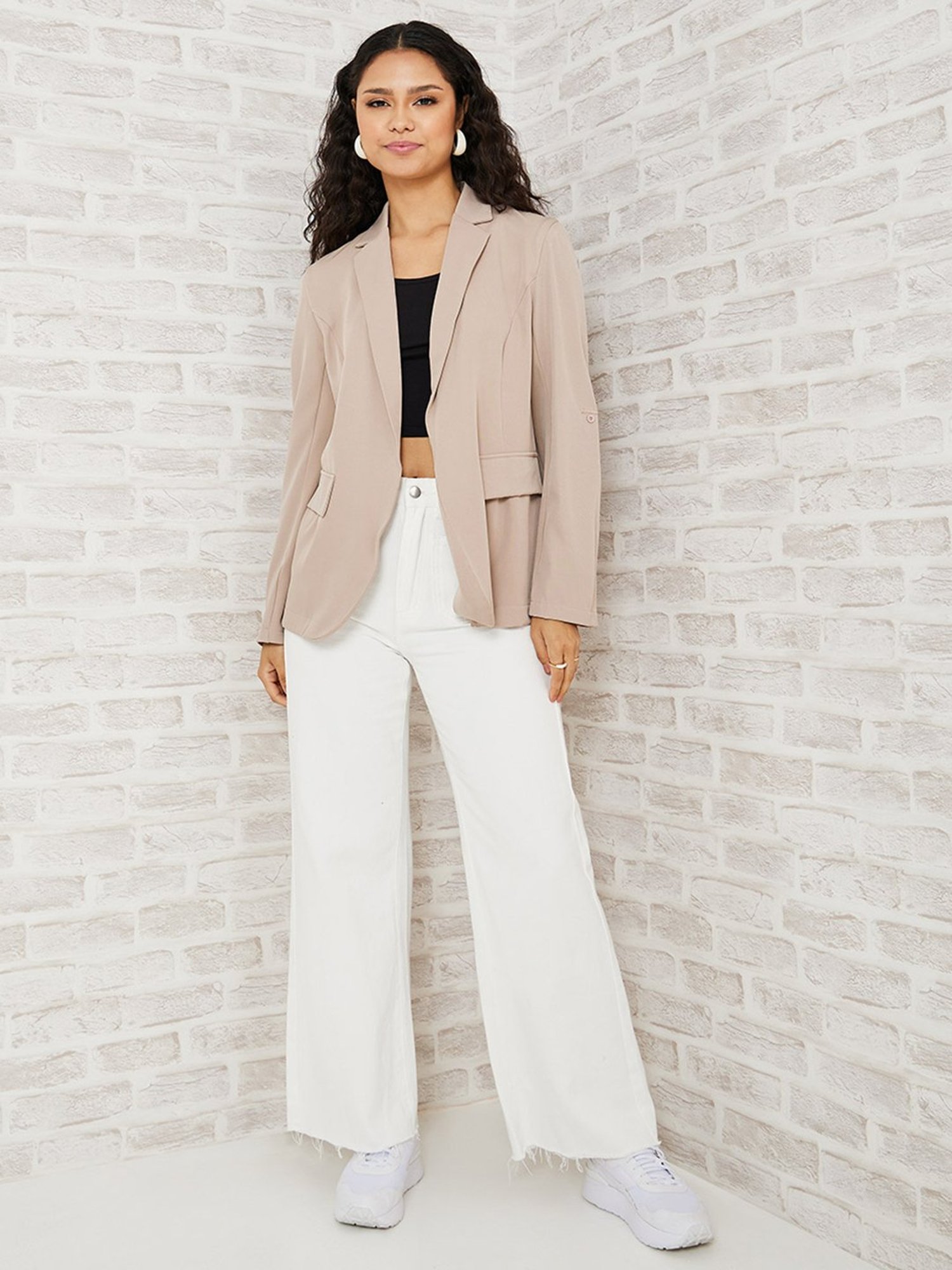 Styli Beige Regular Fit Blazer